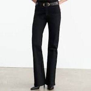 $450 Nili Lotan Joan Black Corduroy Flare Wide Leg Pants Size 10 Made in USA